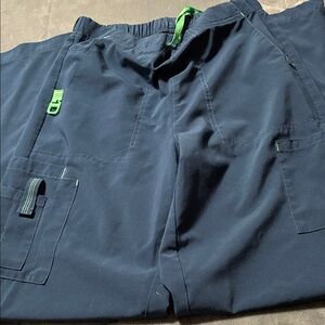 Carhartt Navy Cargo Pants with Bright Green Accent Hardware Scrub Pants